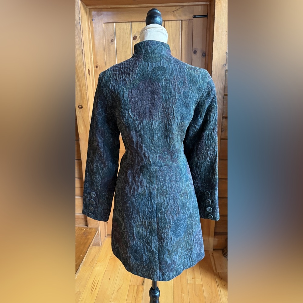 Nehru Mandarin Whimsigoth Steampunk Dark Academia Brocade Jacquard Lined Coat 8 - Picture 5 of 17